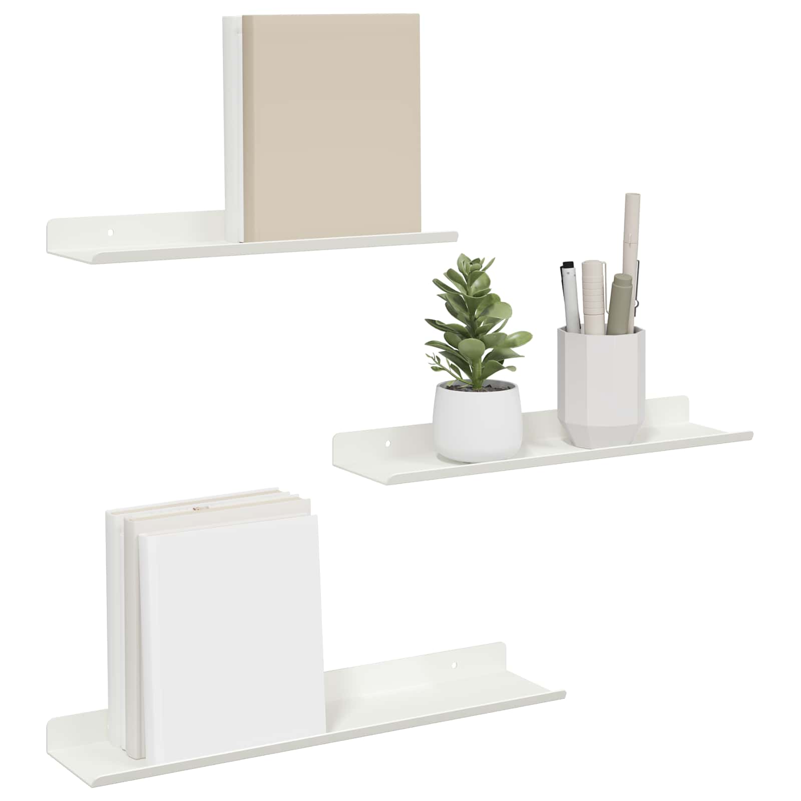 Mensola sospesa 3 pcs Bianco 40 x 9 x 2,5 cm Acciaio | homemem39