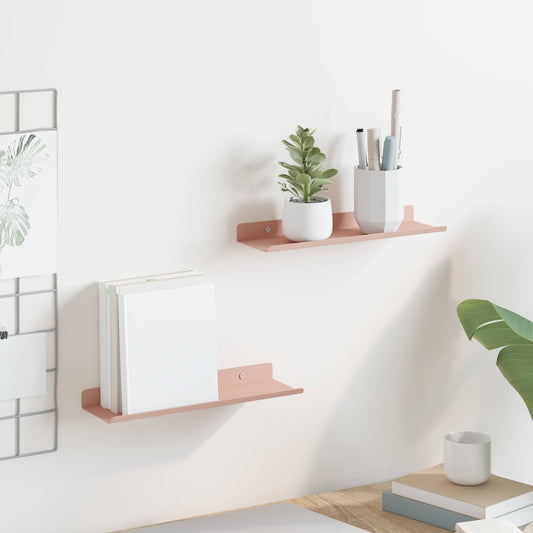 Mensola sospesa 2 pcs Rosa 30 x 9 x 2,5 cm Acciaio
