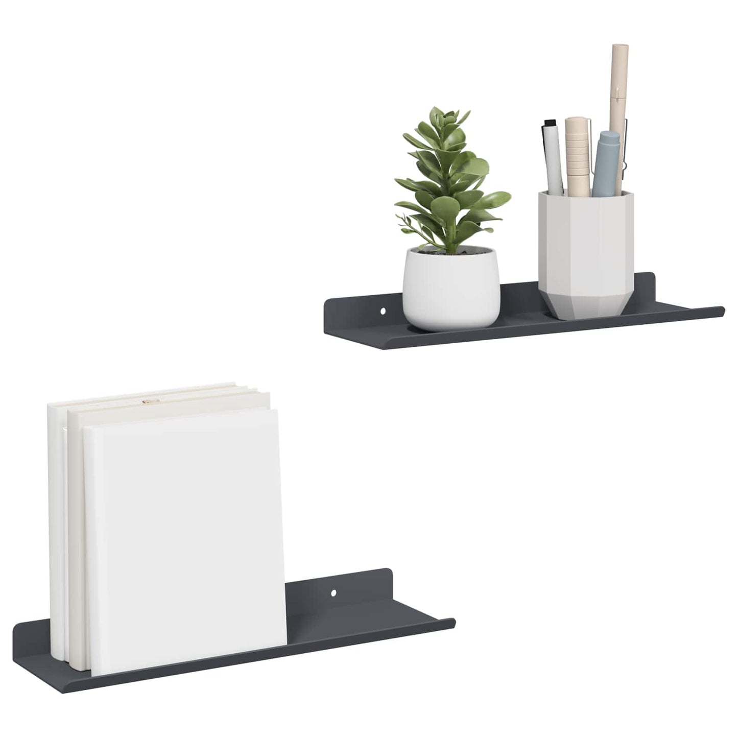 Mensola sospesa 2 pcs Antracite 30 x 9 x 2,5 cm Acciaio
