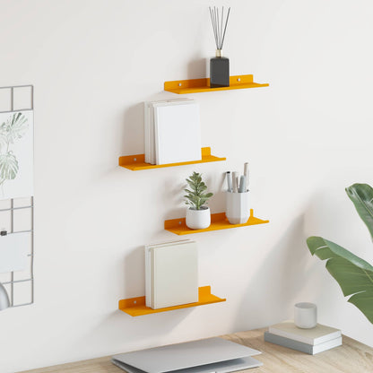 Mensola sospesa 4 pcs Giallo senape 30 x 9 x 2,5 cm Acciaio | homemem39