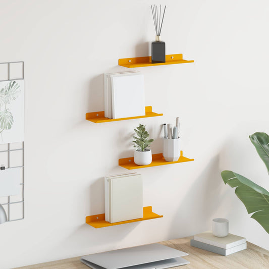 Mensola sospesa 4 pcs Giallo senape 30 x 9 x 2,5 cm Acciaio | homemem39