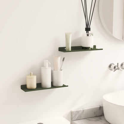 Mensola sospesa 2 pcs Verde oliva 30 x 9 x 2,5 cm Acciaio | homemem39