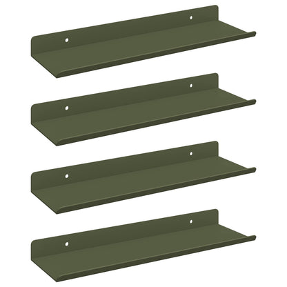 Mensola sospesa 4 pcs Verde oliva 30 x 9 x 2,5 cm Acciaio