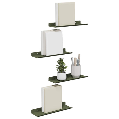 Mensola sospesa 4 pcs Verde oliva 30 x 9 x 2,5 cm Acciaio