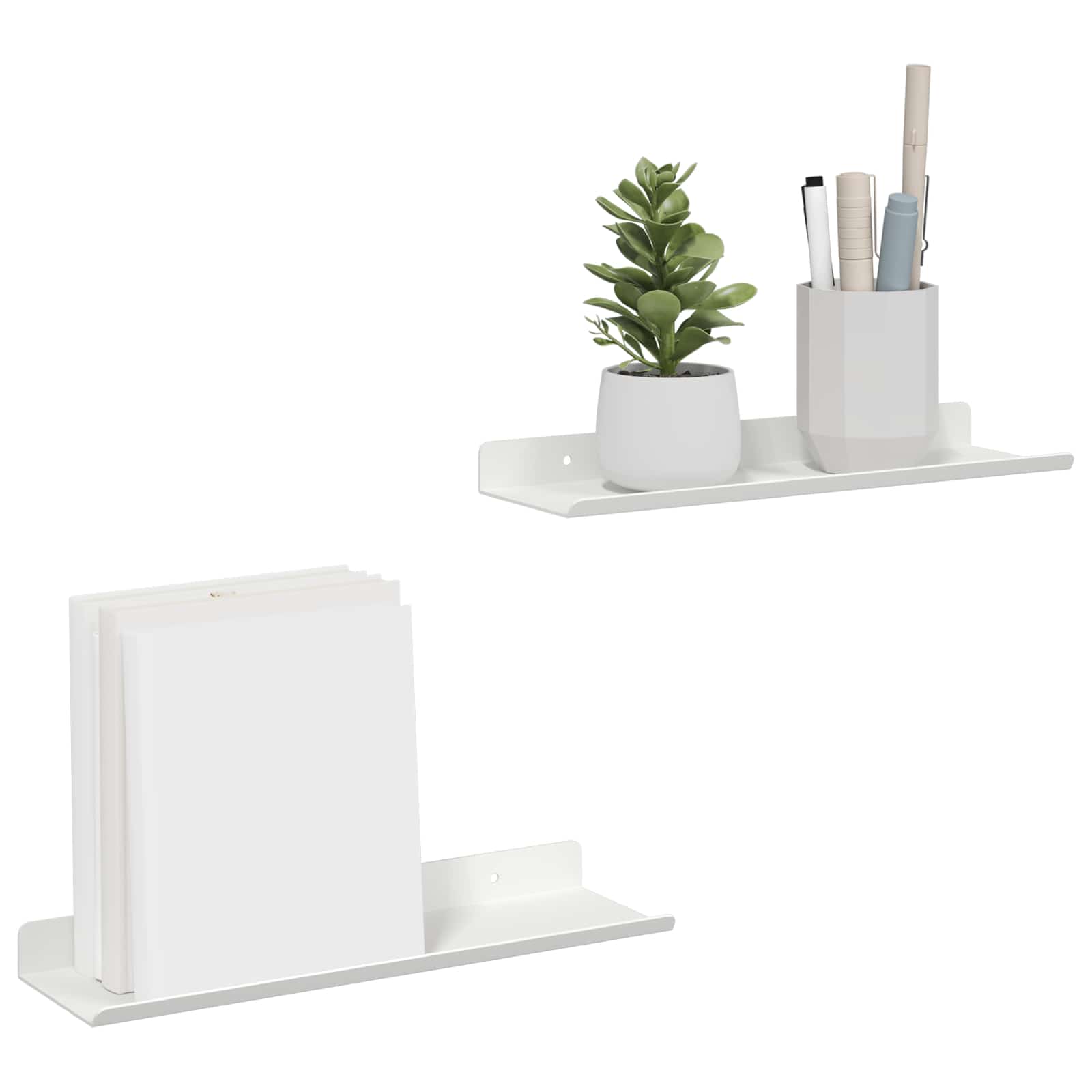Mensola sospesa 2 pcs Bianco 30 x 9 x 2,5 cm Acciaio | homemem39