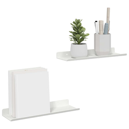 Mensola sospesa 2 pcs Bianco 30 x 9 x 2,5 cm Acciaio | homemem39