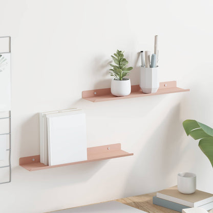 Mensola sospesa 2 pcs Rosa 40 x 8,5 x 2,5 cm Acciaio | homemem39