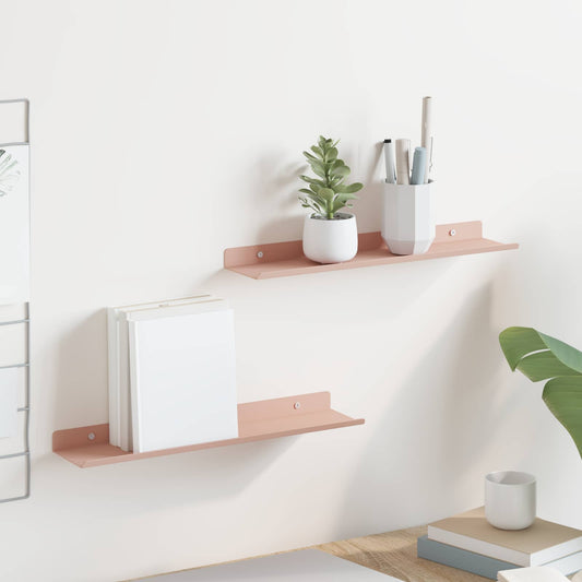 Mensola sospesa 2 pcs Rosa 40 x 8,5 x 2,5 cm Acciaio | homemem39