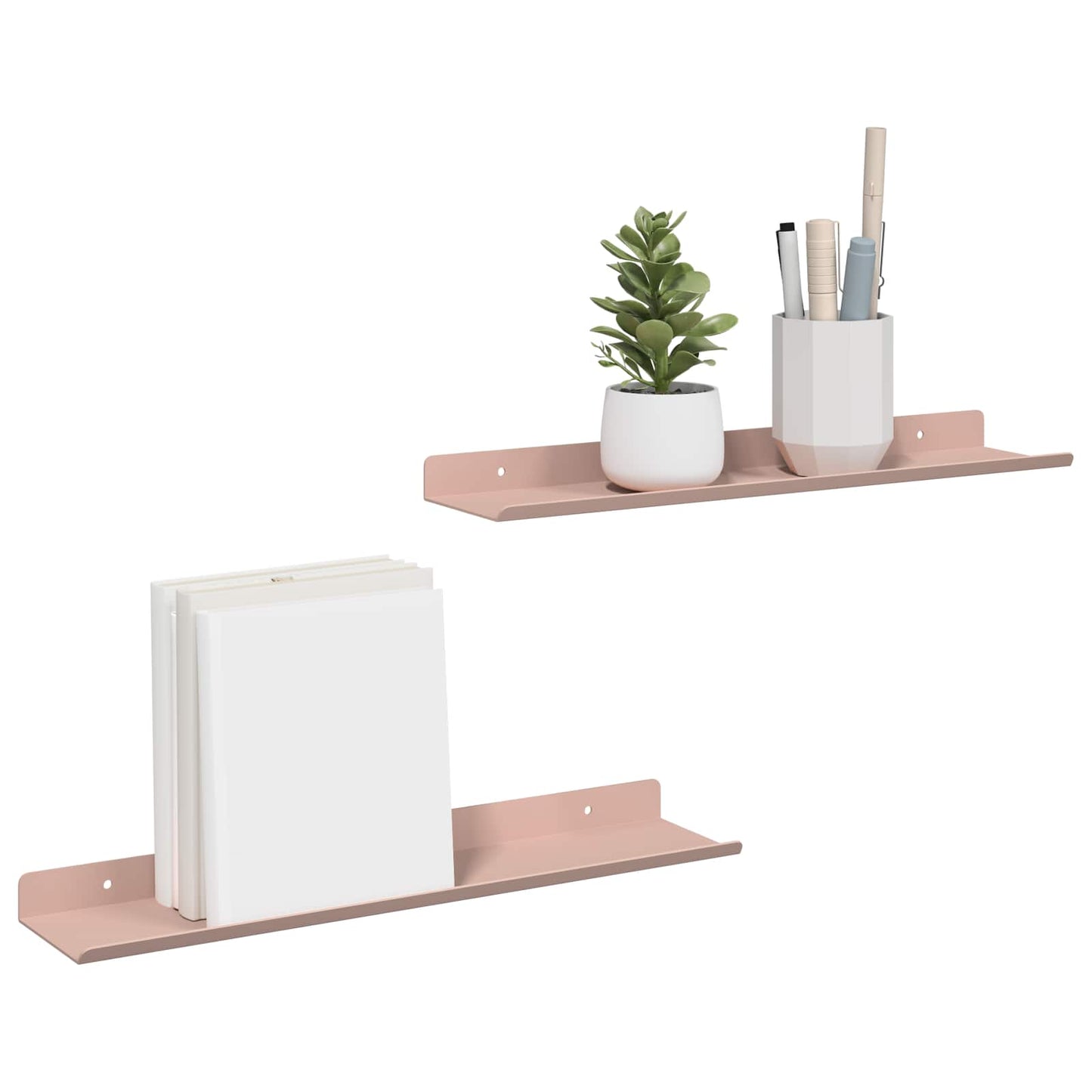 Mensola sospesa 2 pcs Rosa 40 x 8,5 x 2,5 cm Acciaio | homemem39