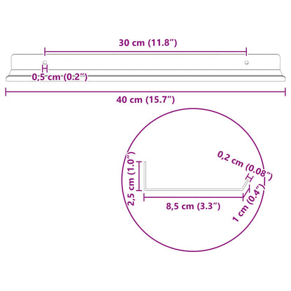 Mensola sospesa 2 pcs Antracite 40 x 8,5 x 2,5 cm Acciaio