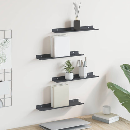 Mensola sospesa 4 pcs Antracite 40 x 8,5 x 2,5 cm Acciaio | homemem39