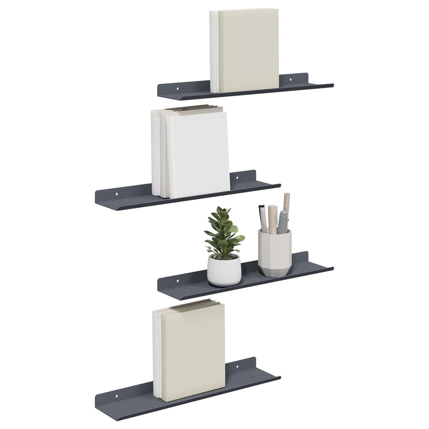 Mensola sospesa 4 pcs Antracite 40 x 8,5 x 2,5 cm Acciaio | homemem39