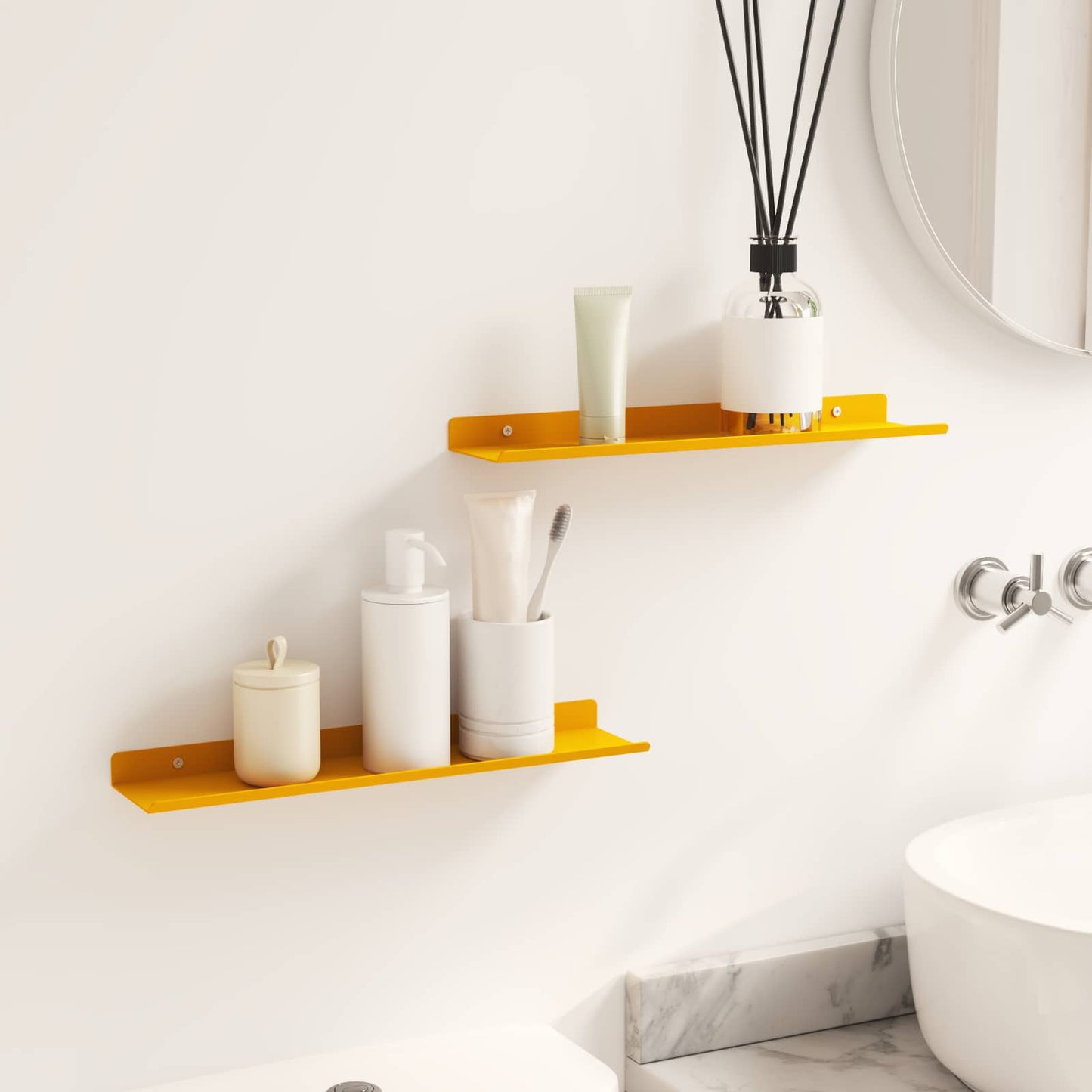 Mensola sospesa 2 pcs Giallo senape 40 x 8,5 x 2,5 cm Acciaio | homemem39