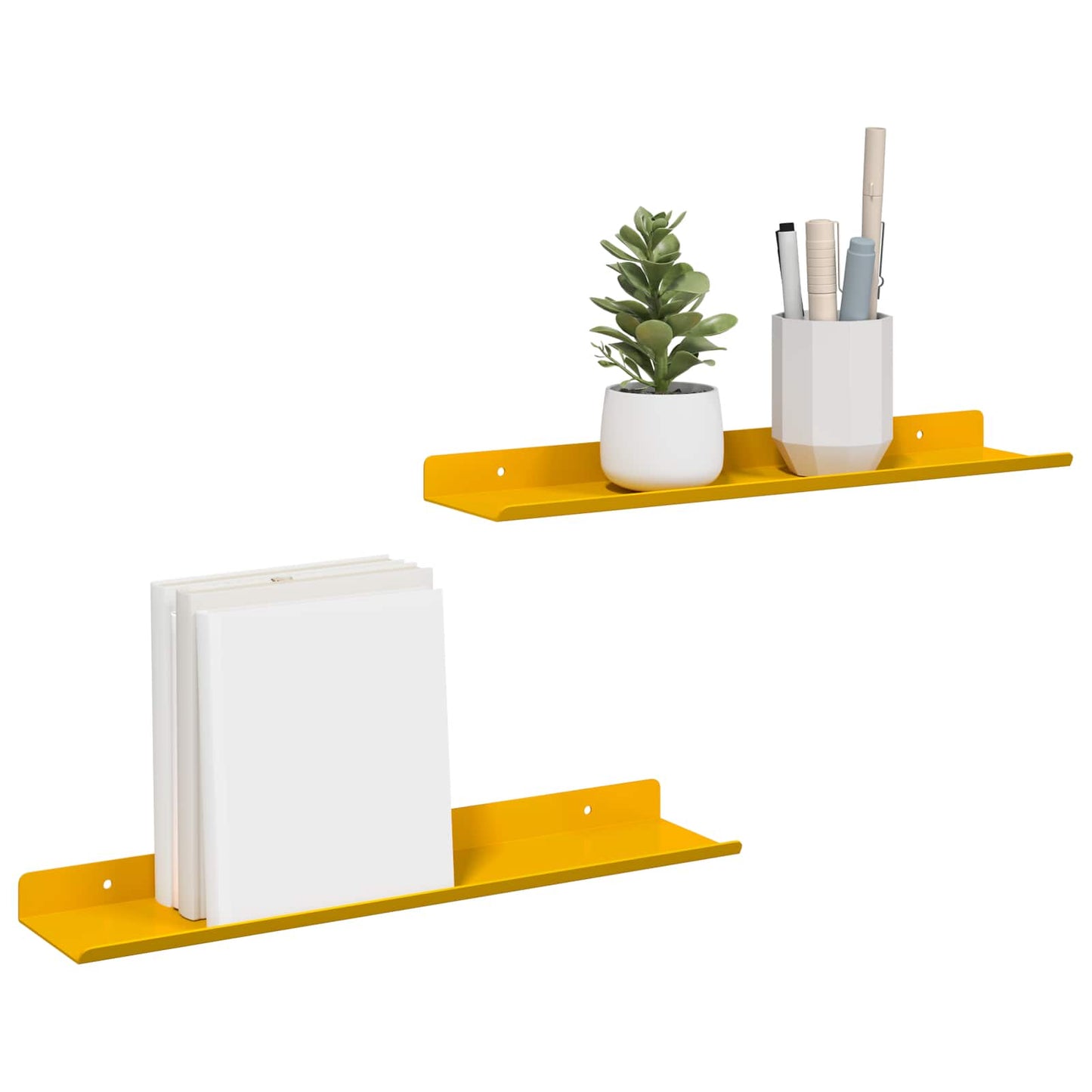 Mensola sospesa 2 pcs Giallo senape 40 x 8,5 x 2,5 cm Acciaio | homemem39