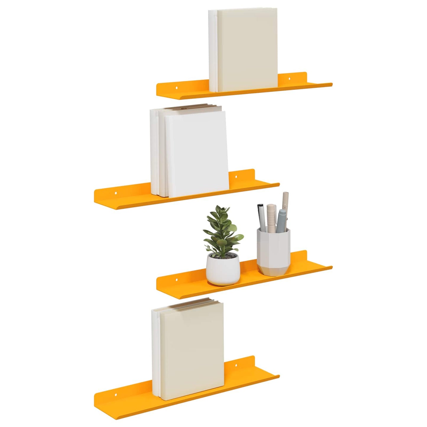 Mensola sospesa 4 pcs Giallo senape 40 x 8,5 x 2,5 cm Acciaio | homemem39