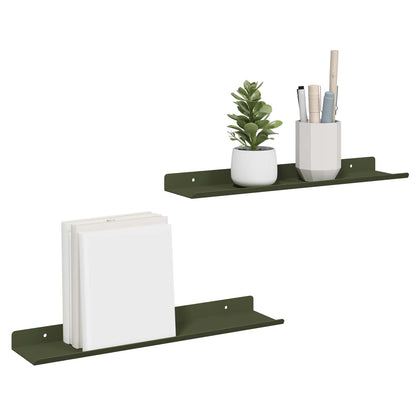 Mensola sospesa 2 pcs Verde oliva 40 x 8,5 x 2,5 cm Acciaio | homemem39