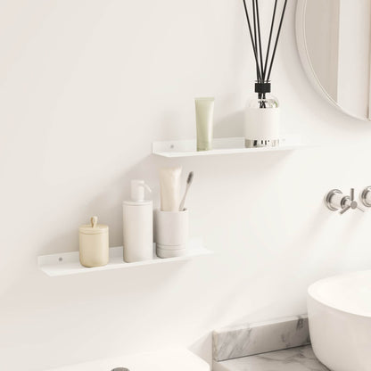 Mensola sospesa 2 pcs Bianco 40 x 8,5 x 2,5 cm Acciaio | homemem39