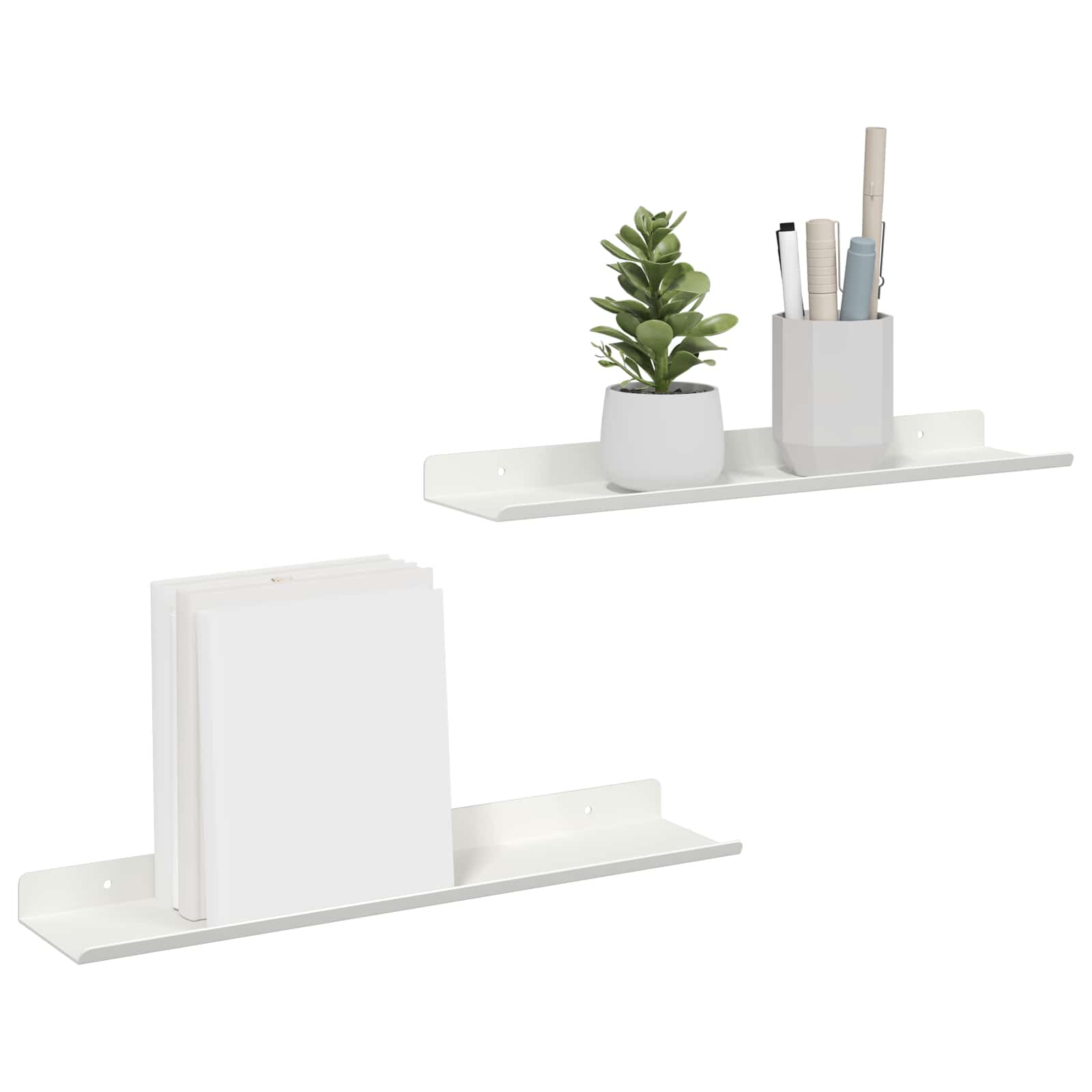 Mensola sospesa 2 pcs Bianco 40 x 8,5 x 2,5 cm Acciaio | homemem39