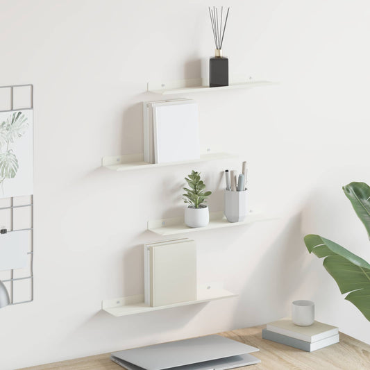 Mensola sospesa 4 pcs Bianco 40 x 8,5 x 2,5 cm Acciaio