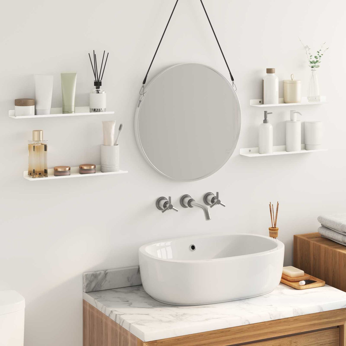 Mensola sospesa 4 pcs Bianco 40 x 8,5 x 2,5 cm Acciaio | homemem39