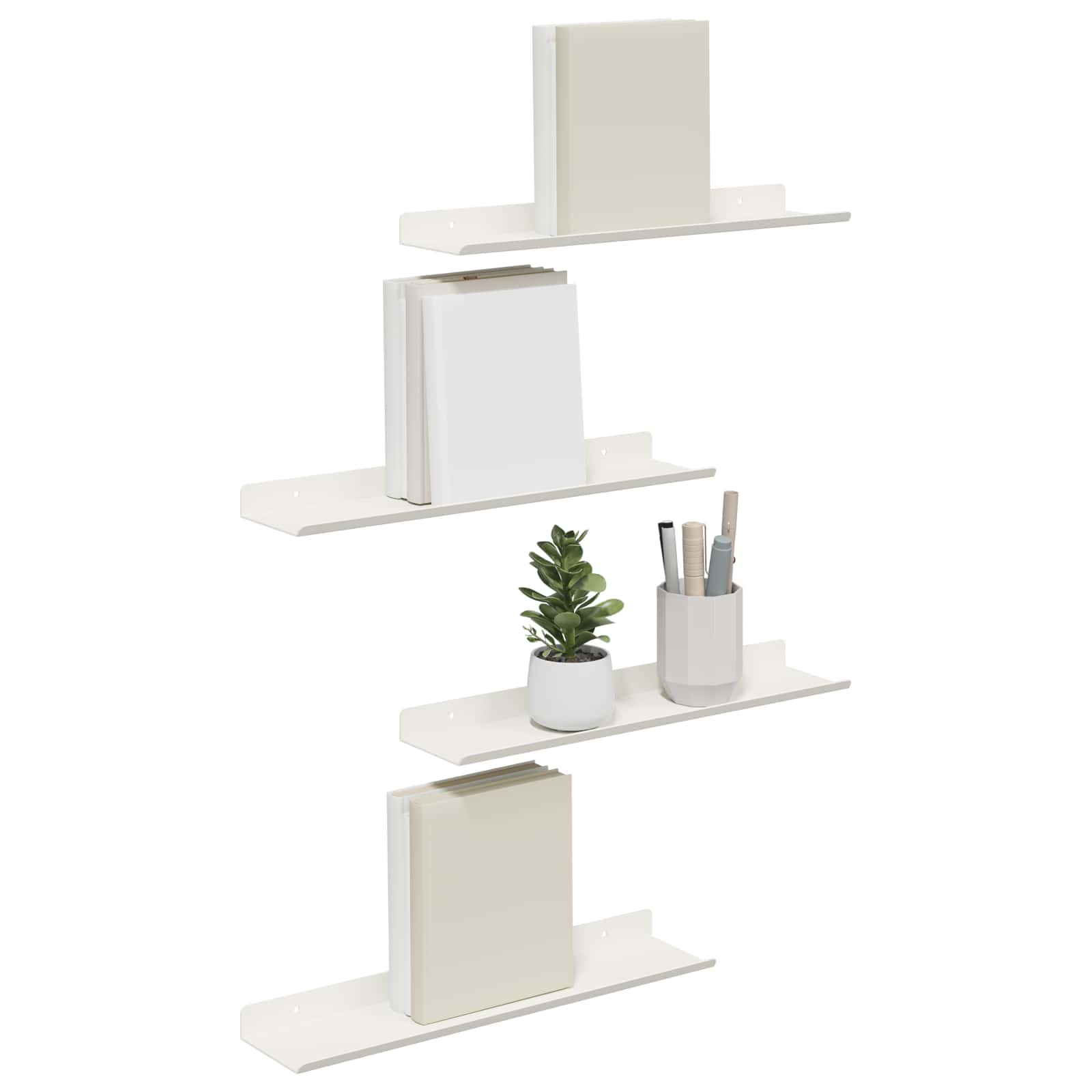 Mensola sospesa 4 pcs Bianco 40 x 8,5 x 2,5 cm Acciaio | homemem39