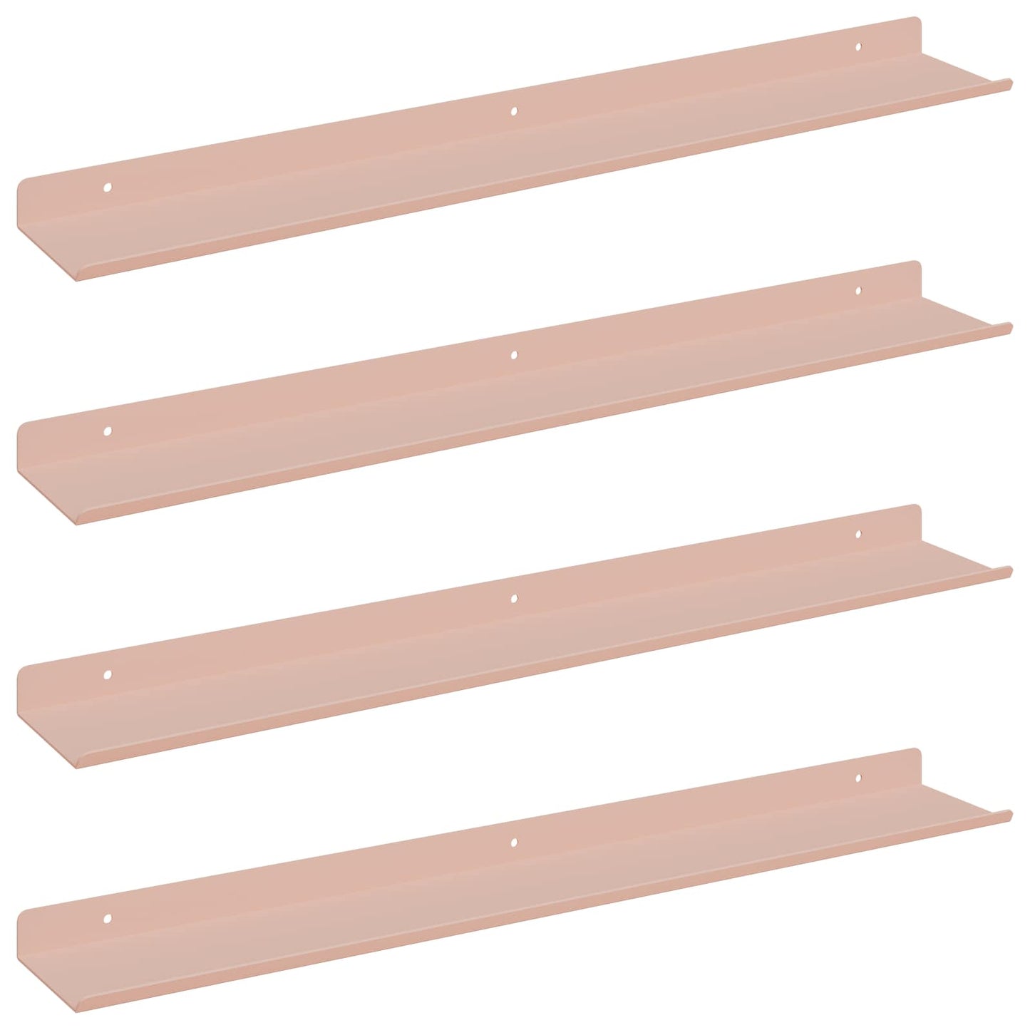 Mensola sospesa 4 pcs Rosa 60 x 8,5 x 2,5 cm Acciaio | homemem39