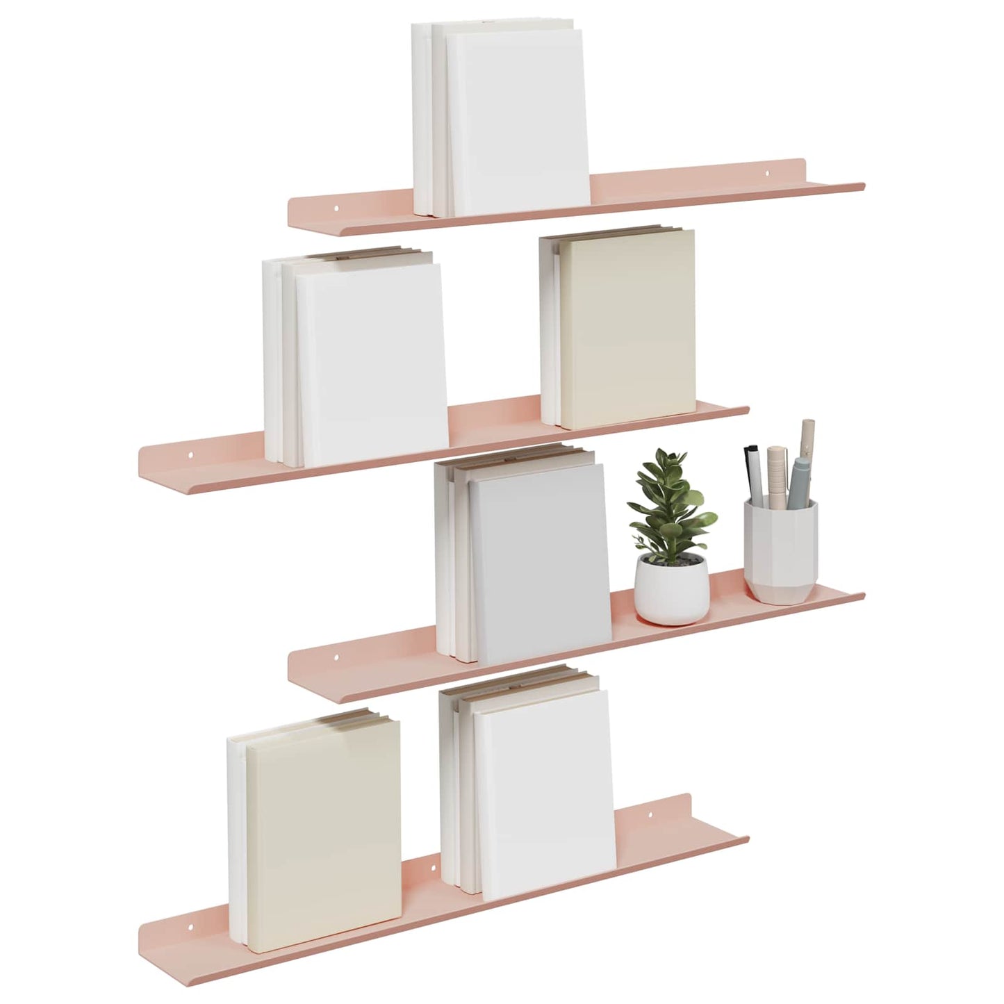 Mensola sospesa 4 pcs Rosa 60 x 8,5 x 2,5 cm Acciaio | homemem39