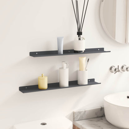 Mensola sospesa 2 pcs Antracite 60 x 8,5 x 2,5 cm Acciaio | homemem39
