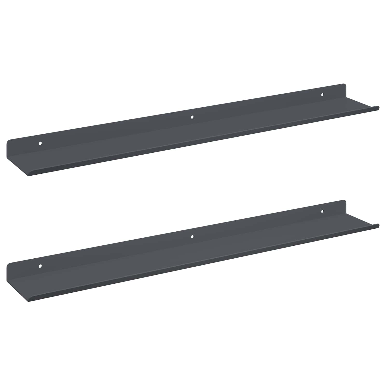 Mensola sospesa 2 pcs Antracite 60 x 8,5 x 2,5 cm Acciaio | homemem39