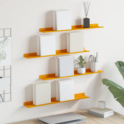 Mensola sospesa 4 pcs Giallo senape 60 x 8,5 x 2,5 cm Acciaio | homemem39