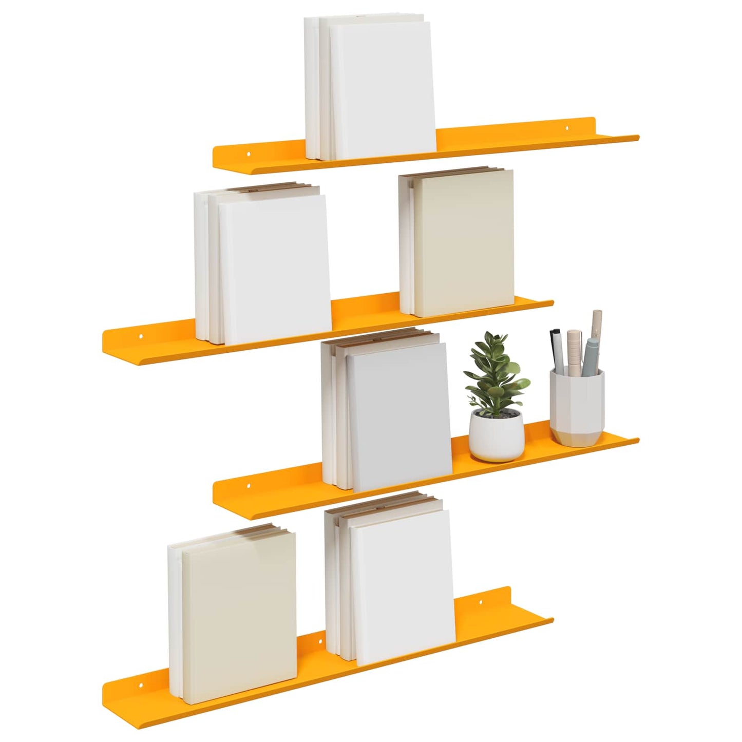 Mensola sospesa 4 pcs Giallo senape 60 x 8,5 x 2,5 cm Acciaio | homemem39