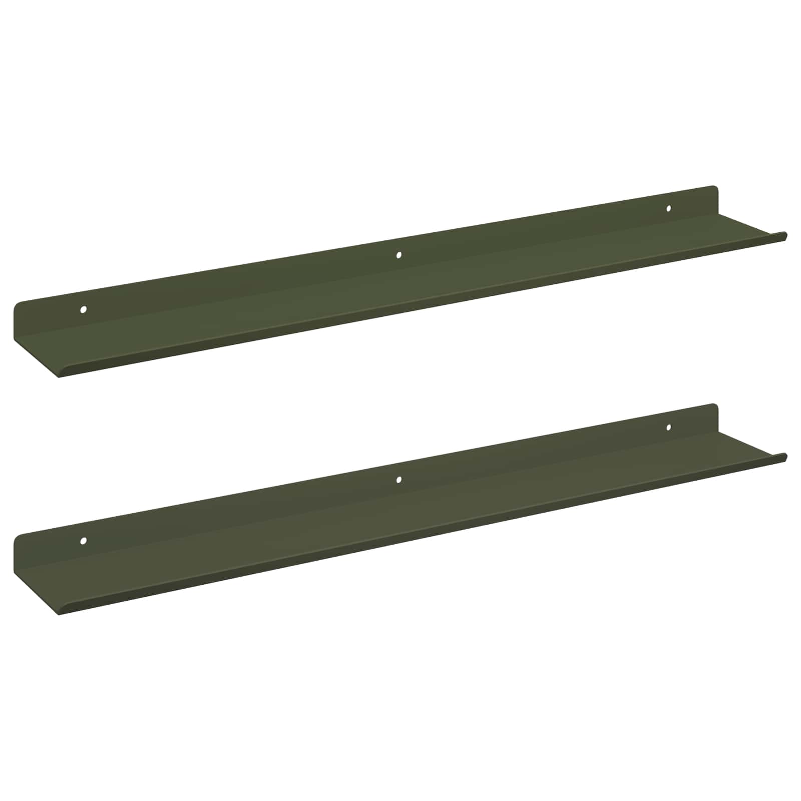 Mensola sospesa 2 pcs Verde oliva 60 x 8,5 x 2,5 cm Acciaio | homemem39