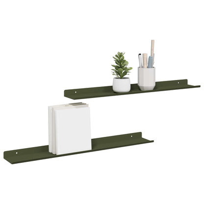 Mensola sospesa 2 pcs Verde oliva 60 x 8,5 x 2,5 cm Acciaio | homemem39
