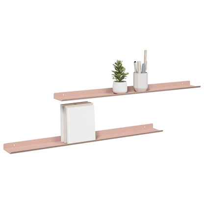Mensola sospesa A parete 2 pcs Rosa 80 x 9 x 2,5 cm Acciaio | homemem39