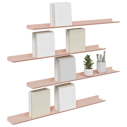 Mensola sospesa 4 pcs Rosa 80 x 9 x 2,5 cm Acciaio | homemem39