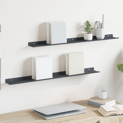 Mensola sospesa 2 pcs Antracite 80 x 9 x 2,5 cm Acciaio | homemem39