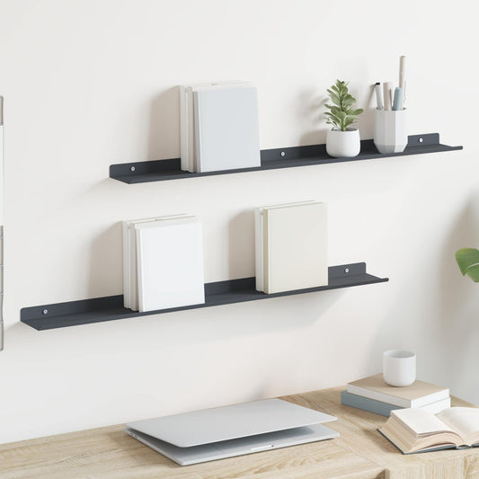 Mensola sospesa 2 pcs Antracite 80 x 9 x 2,5 cm Acciaio | homemem39