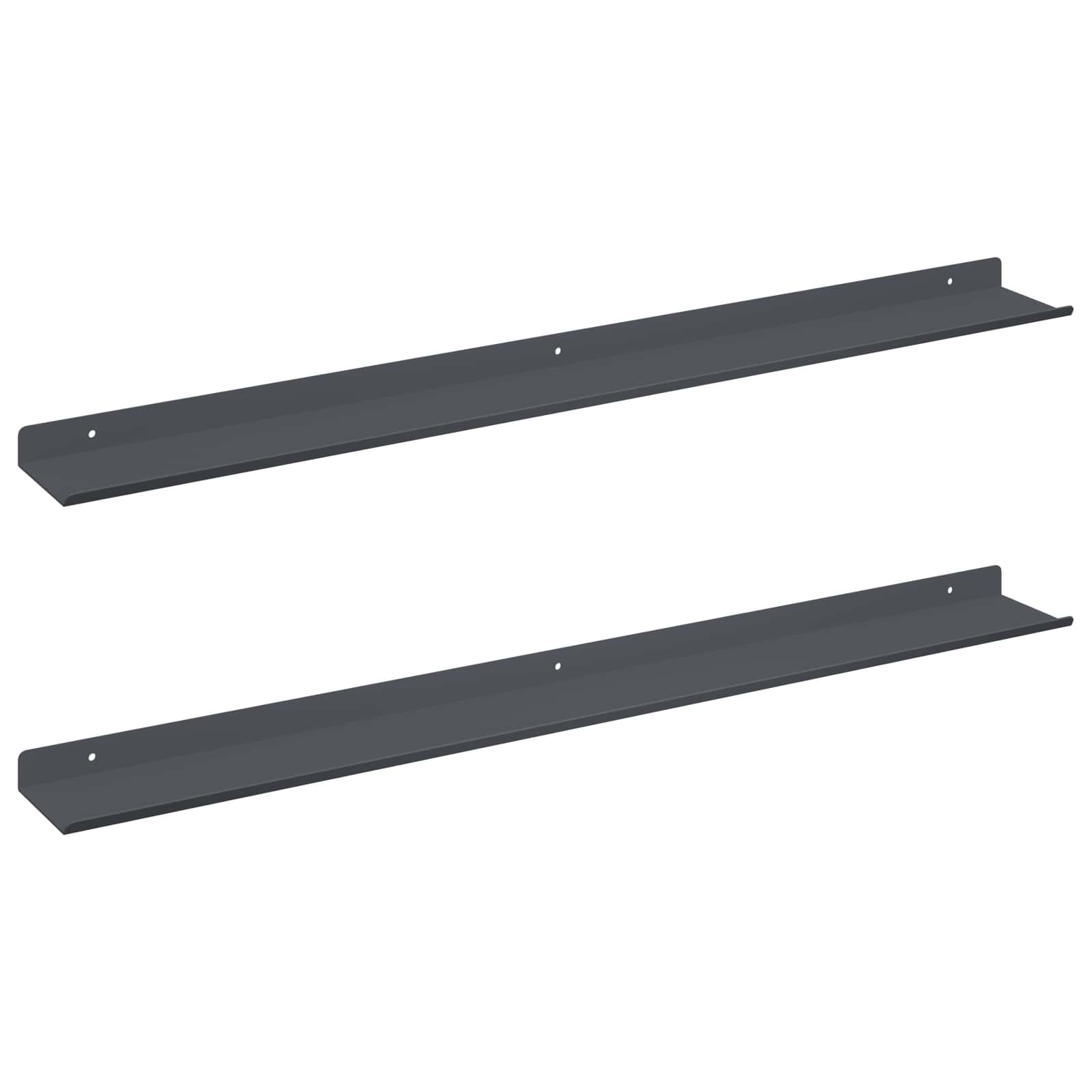 Mensola sospesa 2 pcs Antracite 80 x 9 x 2,5 cm Acciaio | homemem39