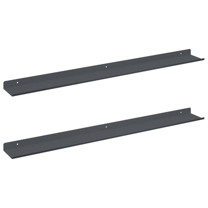 Mensola sospesa 2 pcs Antracite 80 x 9 x 2,5 cm Acciaio | homemem39
