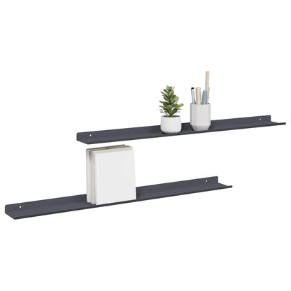 Mensola sospesa 2 pcs Antracite 80 x 9 x 2,5 cm Acciaio | homemem39
