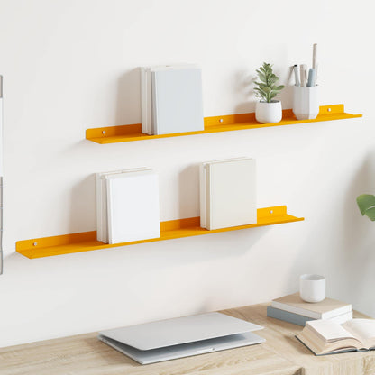 Mensola sospesa 2 pcs Giallo senape 80 x 9 x 2,5 cm Acciaio | homemem39