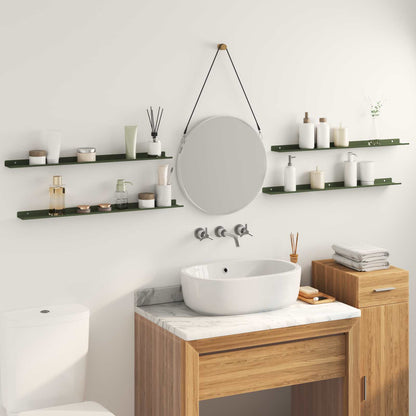 Mensola sospesa 4 pcs Verde oliva 80 x 9 x 2,5 cm Acciaio | homemem39