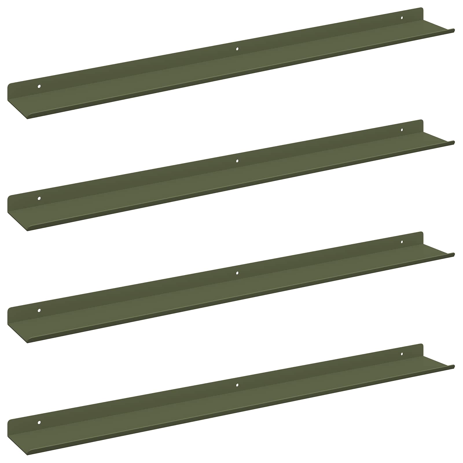 Mensola sospesa 4 pcs Verde oliva 80 x 9 x 2,5 cm Acciaio | homemem39