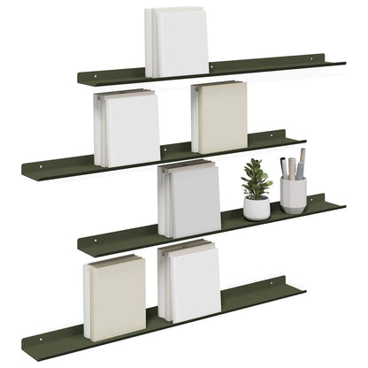 Mensola sospesa 4 pcs Verde oliva 80 x 9 x 2,5 cm Acciaio