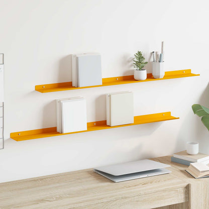 Mensola sospesa 2 pcs Giallo senape 100 x 9 x 2,5 cm Acciaio | homemem39