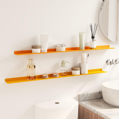 Mensola sospesa 2 pcs Giallo senape 100 x 9 x 2,5 cm Acciaio | homemem39