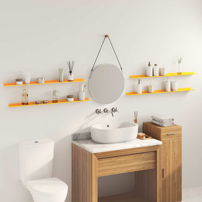 Mensola sospesa 4 pcs Giallo senape 100 x 9 x 2,5 cm Acciaio | homemem39