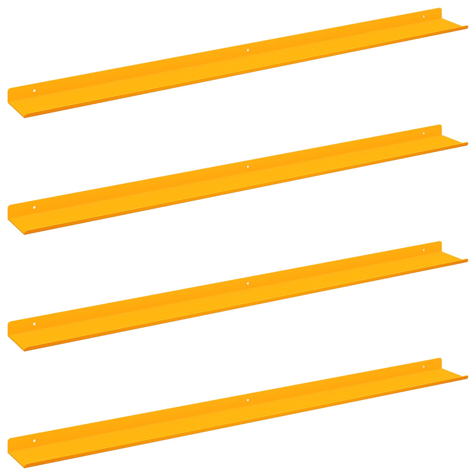 Mensola sospesa 4 pcs Giallo senape 100 x 9 x 2,5 cm Acciaio | homemem39