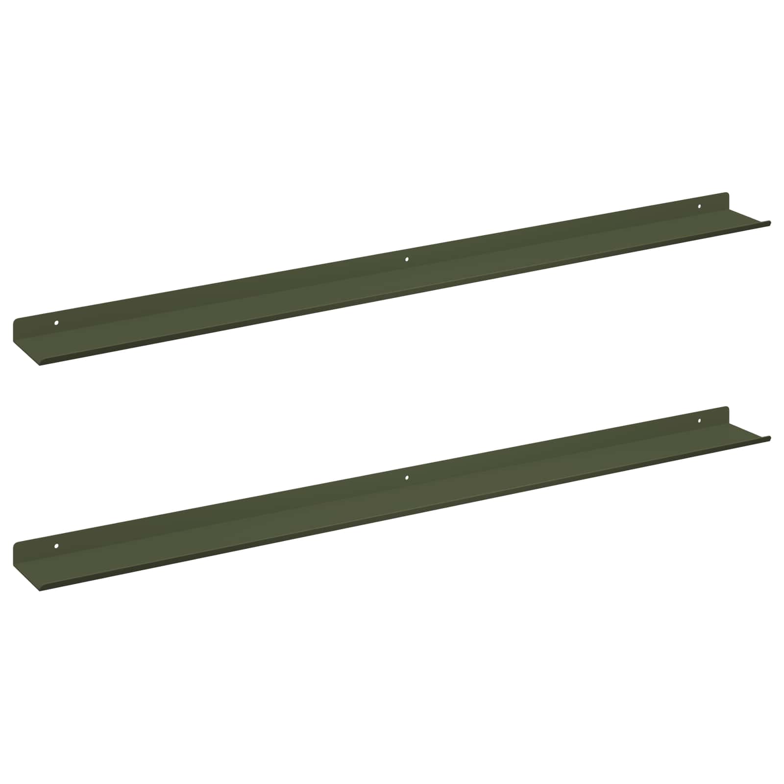 Mensola sospesa 2 pcs Verde oliva 100 x 9 x 2,5 cm Acciaio | homemem39