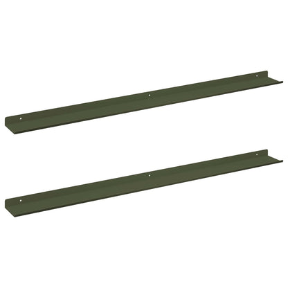 Mensola sospesa 2 pcs Verde oliva 100 x 9 x 2,5 cm Acciaio | homemem39